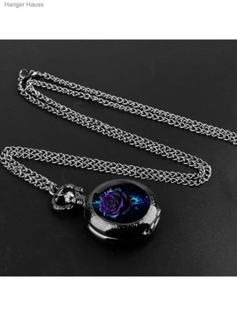 Graphic Design Quartz Pocket Watch with Chain and Gift Box